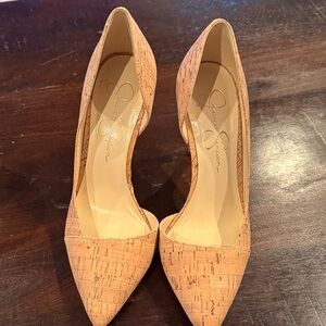 Jessica Simpson Cork Textured Tan Heels